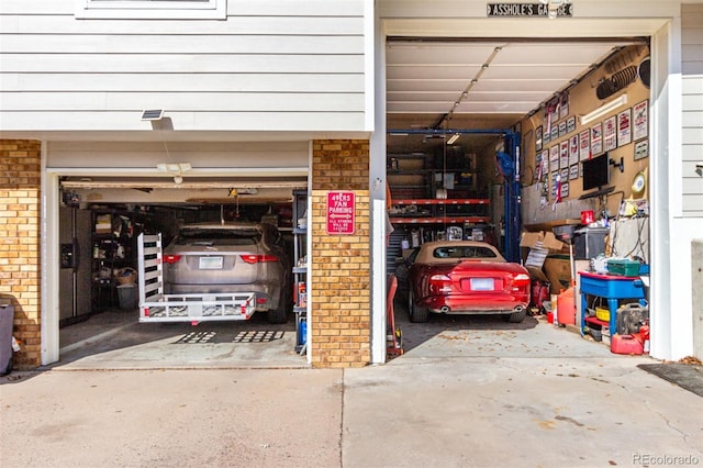 garage with driveway