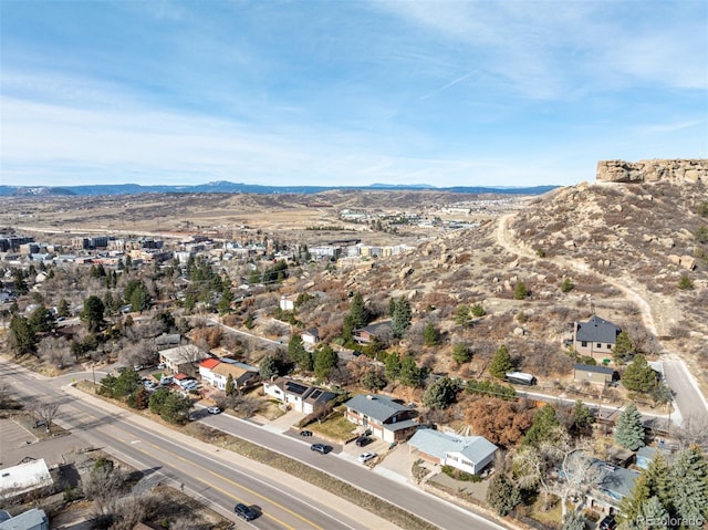 aerial view with a mountain view