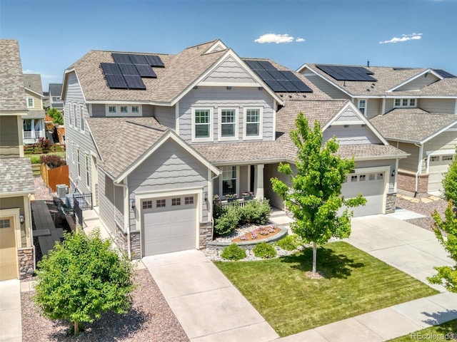 14565 Vancouver Pl, Parker, CO 80134 - craftsman-style home featuring driveway, a porch, stone siding, and roof with shingles