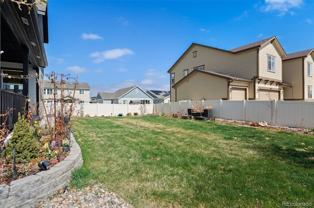 6454 Leathers Ln, Parker, CO 80134 - fenced backyard featuring a residential view and a garage