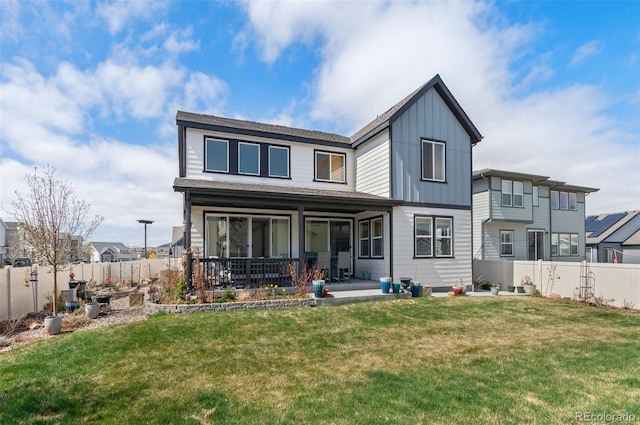 6454 Leathers Ln, Parker, CO 80134 - back of property with a fenced backyard, board and batten siding, and roof with shingles