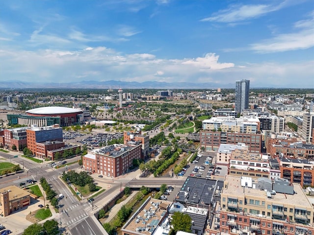 drone / aerial view with a mountain view