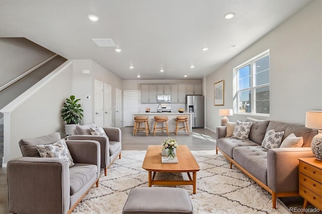 living room featuring light hardwood / wood-style flooring