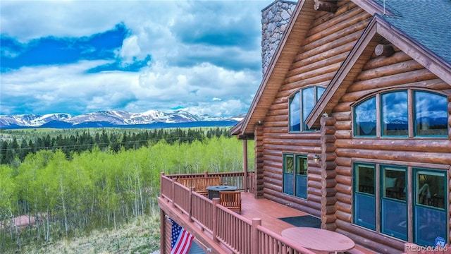 514 Little Baldy Cir, Fairplay, CO 80440 - deck featuring a mountain view and a forest view