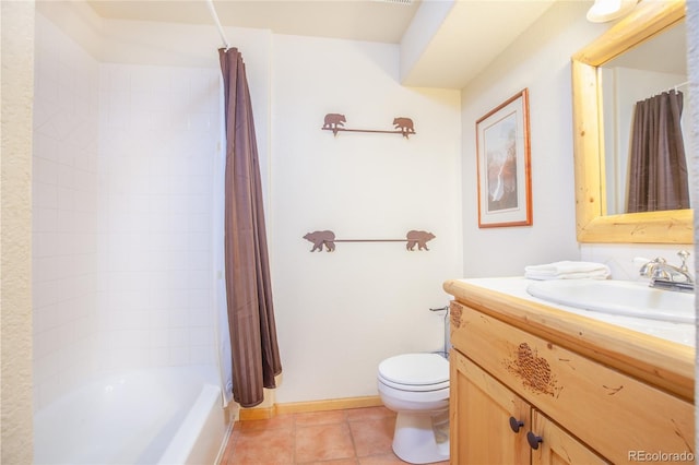 514 Little Baldy Cir, Fairplay, CO 80440 - bathroom featuring vanity, toilet, tile patterned floors, and shower / bath combo