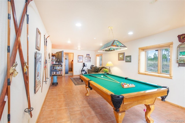 514 Little Baldy Cir, Fairplay, CO 80440 - game room featuring pool table, tile patterned flooring, recessed lighting, and baseboards
