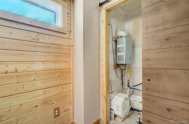 interior space with tankless water heater