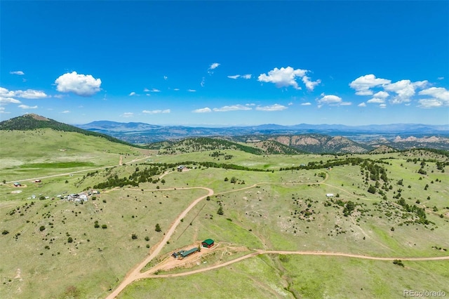 aerial view with a mountain view