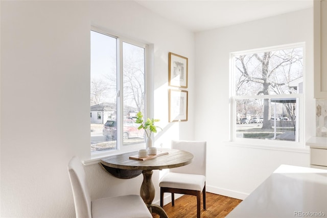 dining room featuring plenty of natural light and hardwood / wood-style floors