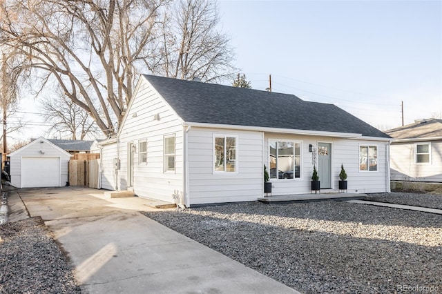 view of front of property with an outbuilding and a garage