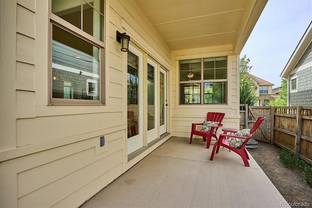 view of patio featuring fence