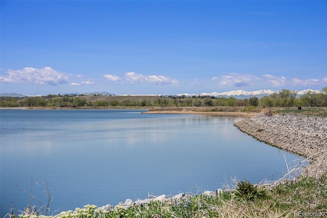property view of water featuring a mountain view
