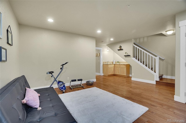 living room with light wood-type flooring