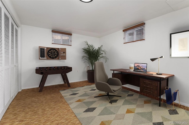 office space with light carpet