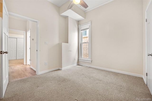 1516 Lafayette St, Denver, CO 80218 - carpeted spare room featuring ceiling fan, baseboards, and crown molding