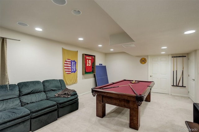 15432 Greenstone Cir, Parker, CO 80134 - playroom with recessed lighting, light colored carpet, and billiards