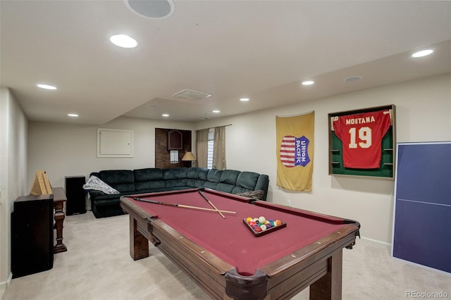 15432 Greenstone Cir, Parker, CO 80134 - game room with light colored carpet, recessed lighting, and pool table