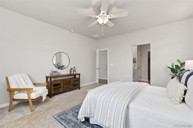 113 Marlowe Dr, Erie, CO 80516 - bedroom featuring light carpet, baseboards, and a ceiling fan
