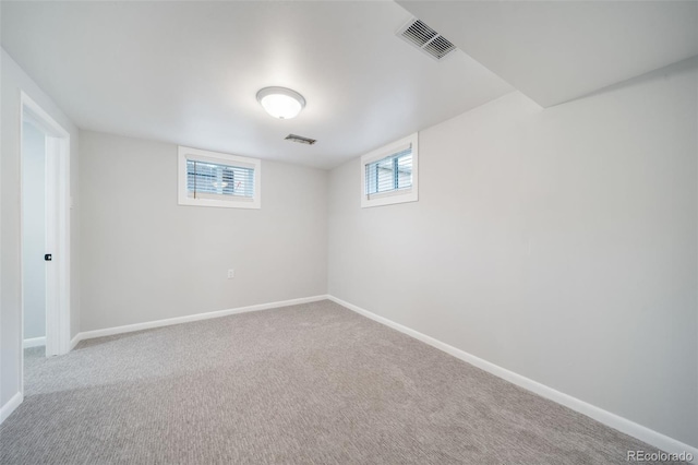 basement with carpet floors