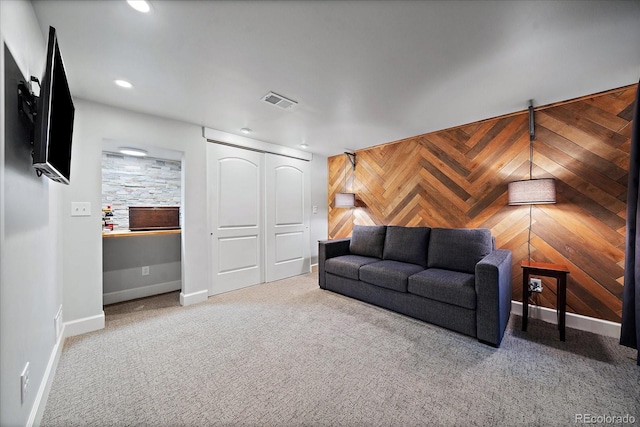 living room with carpet floors