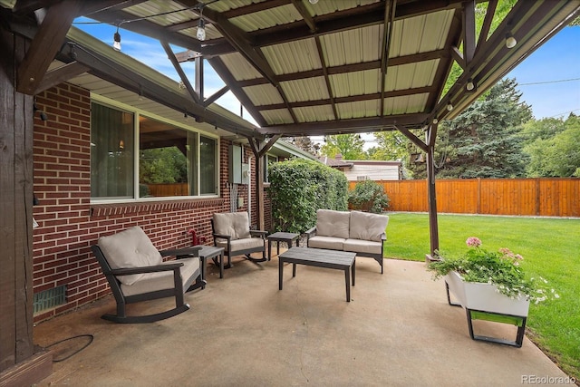 view of patio featuring an outdoor living space