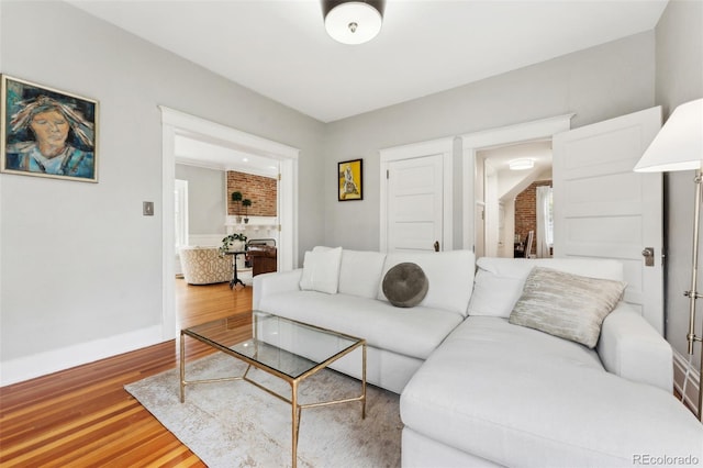 living room with hardwood / wood-style flooring