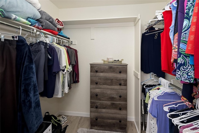 spacious closet with wood finished floors