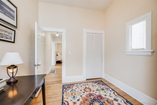 3106 N Franklin St, Denver, CO 80205 - office area featuring light wood-type flooring and baseboards