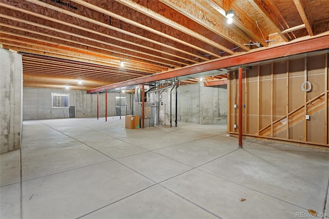 basement with heating unit