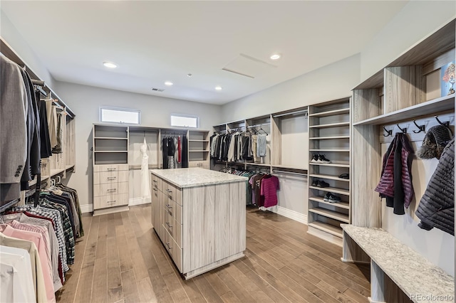 walk in closet featuring light wood-type flooring