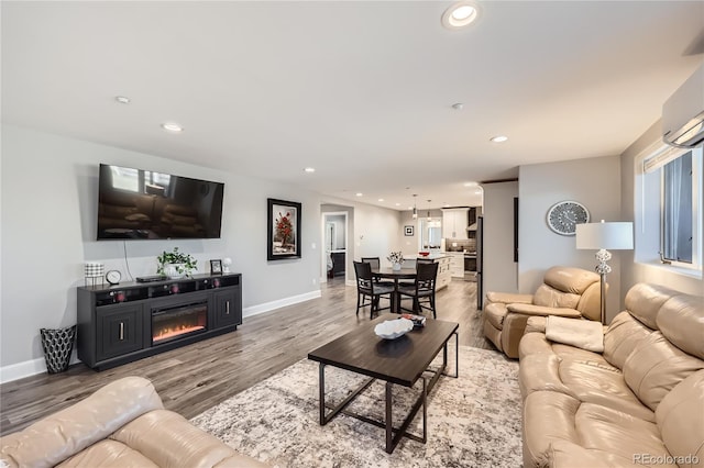 living room featuring light hardwood / wood-style floors