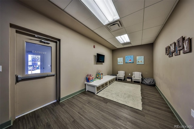 466 Hi Country Dr Unit 109, Winter Park, CO 80482 - rec room with dark wood finished floors and a drop ceiling