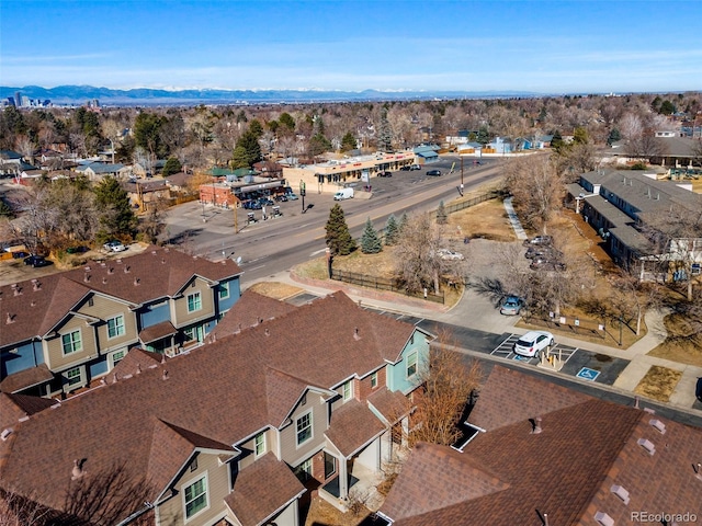 aerial view with a residential view and a mountain view