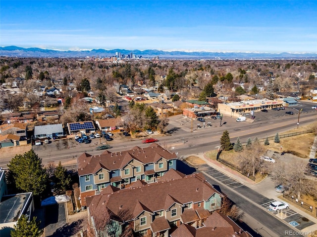 birds eye view of property featuring a residential view and a mountain view