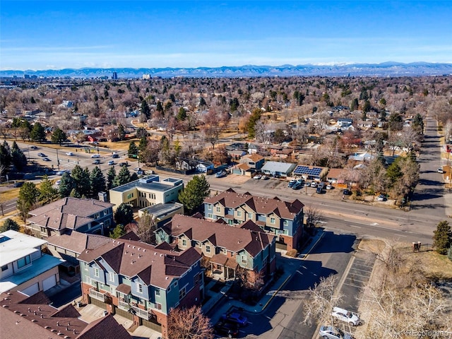 aerial view with a residential view and a mountain view