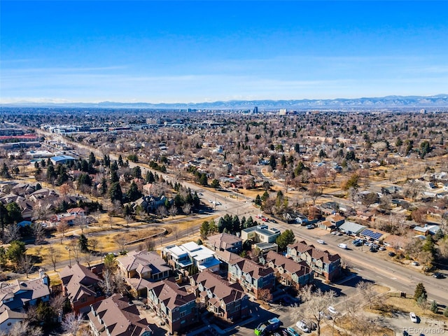 aerial view with a residential view and a mountain view