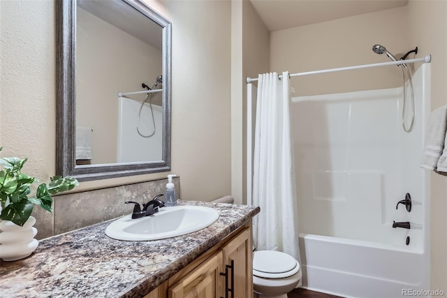 72 Hilltop Dr, Bailey, CO 80421 - bathroom featuring shower / bath combo, vanity, and tasteful backsplash