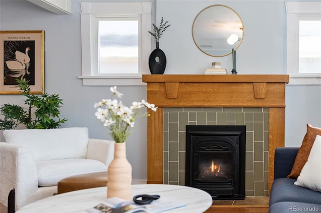 3332 N Vine St, Denver, CO 80205 - living room with a fireplace