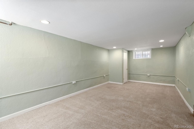 3332 N Vine St, Denver, CO 80205 - below grade area featuring carpet, recessed lighting, and baseboards
