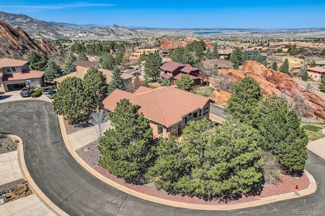 aerial view with a residential view and a mountain view