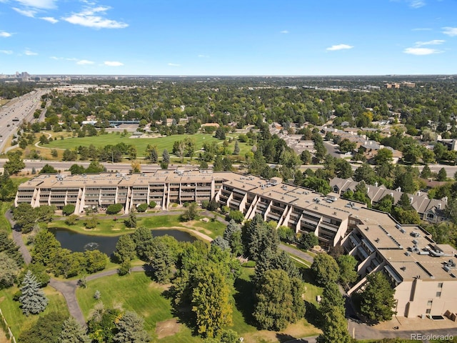 7000 E Quincy Ave Unit 302, Denver, CO 80237 - aerial view of property's location with a large body of water and a tree filled landscape