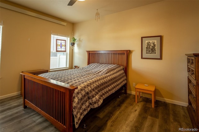 10473 Table Rock Ct Unit E, Poncha Springs, CO 81242 - bedroom with wood finished floors, baseboards, and ceiling fan