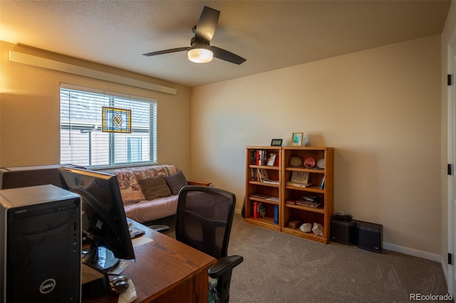 10473 Table Rock Ct Unit E, Poncha Springs, CO 81242 - carpeted office space with a ceiling fan and baseboards