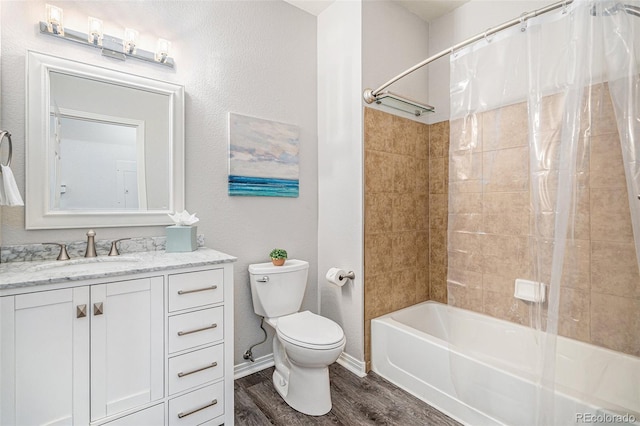 9434 Ashbury Cir Unit 204, Parker, CO 80134 - bathroom featuring toilet, vanity, wood finished floors, and shower / tub combo