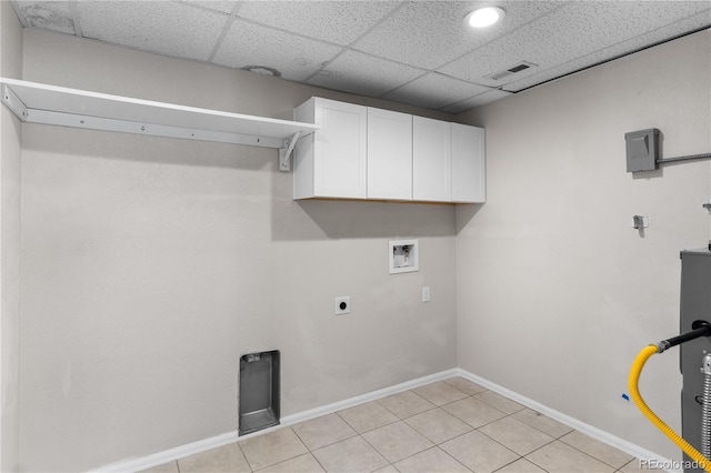 875 E 78th Ave Unit 21, Denver, CO 80229 - laundry room featuring hookup for a washing machine, cabinet space, baseboards, light tile patterned floors, and recessed lighting