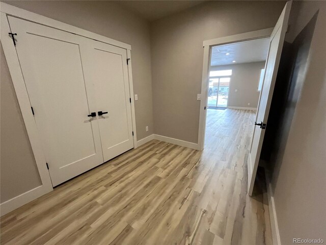 interior space with light hardwood / wood-style flooring