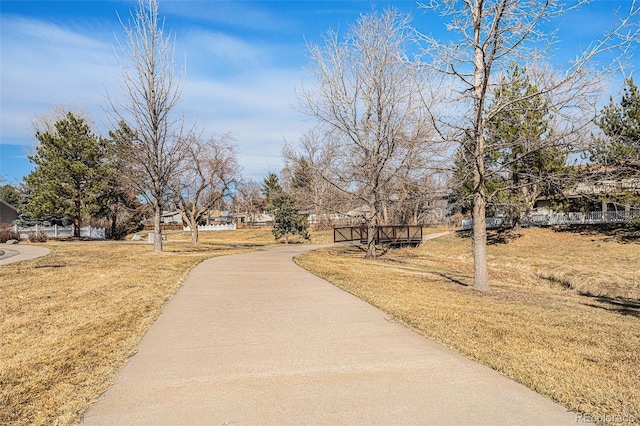 view of home's community with a yard