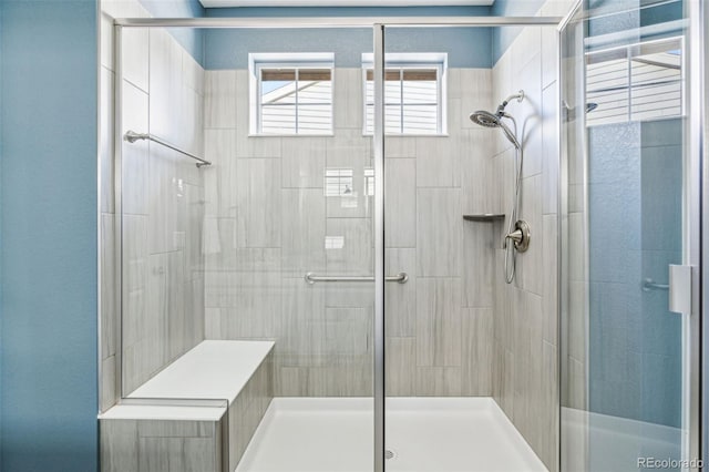 bathroom featuring a stall shower