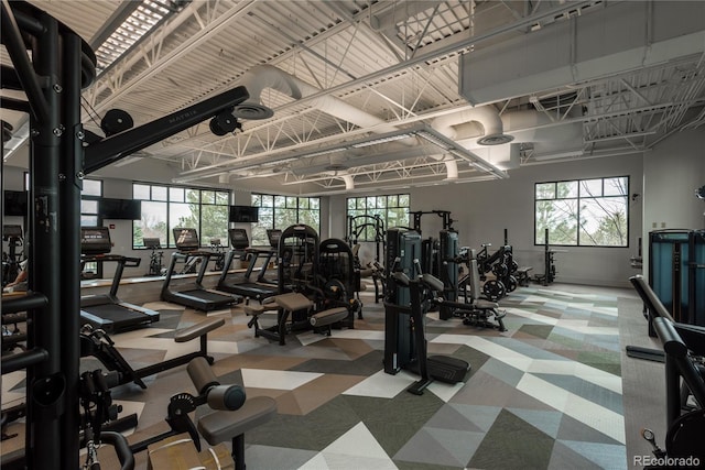 8595 Gold Peak Dr Unit A, Highlands Ranch, CO 80130 - gym featuring plenty of natural light, baseboards, and tile patterned floors