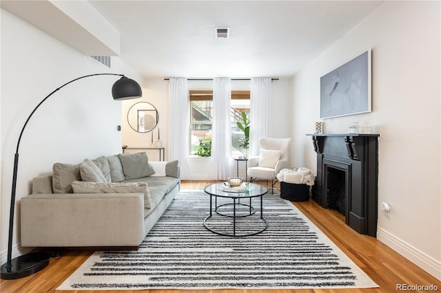 living room featuring light hardwood / wood-style floors